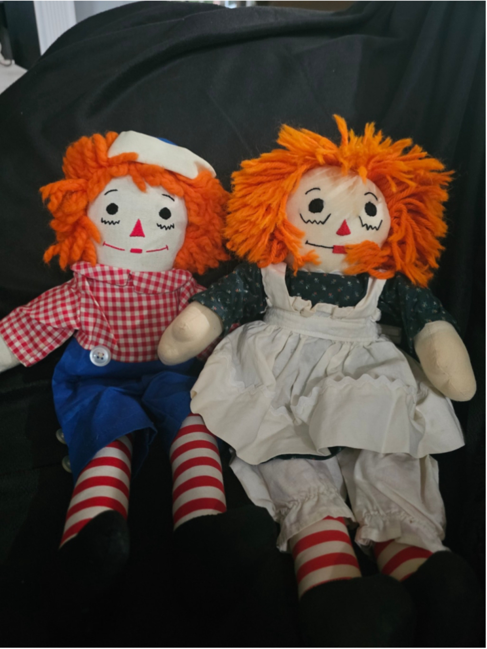 VINTAGE Raggedy Ann & Andy Doll Set One Size Red White